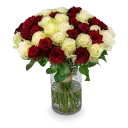 Boquet of white and red roses